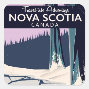 Reisposter voor vakantie in Nova Scotia, Canada. Vierkante Sticker