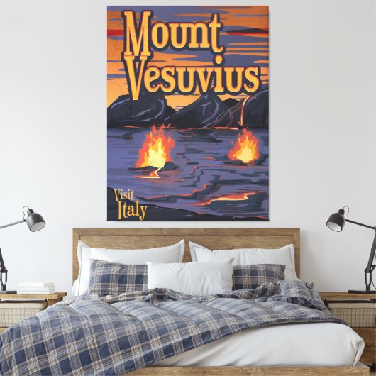 Reisposter voor Vesuvius vulcano Canvas Afdruk (Insitu (Slaapkamer))