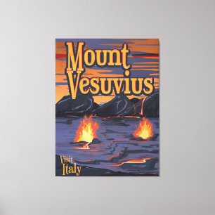Reisposter voor Vesuvius vulcano Canvas Afdruk