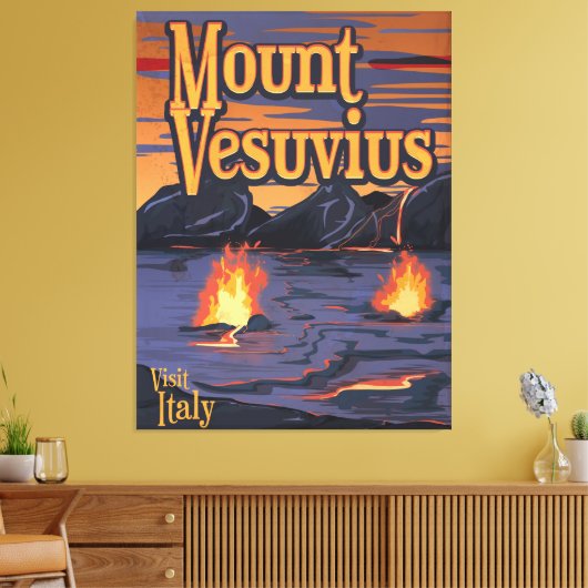 Reisposter voor Vesuvius vulcano Canvas Afdruk (Insitu (Woonkamer))