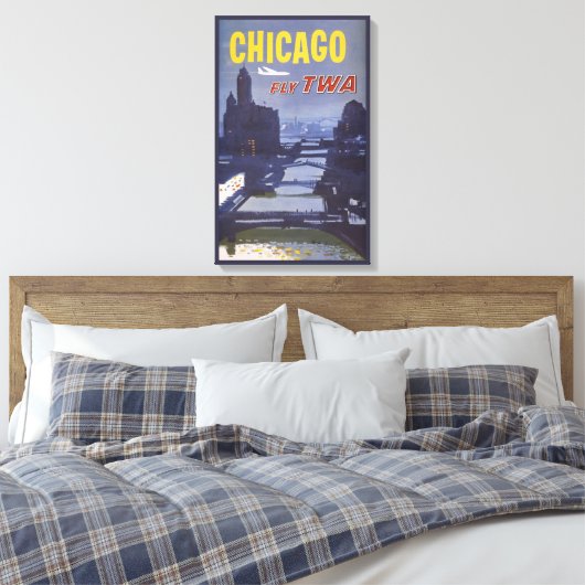 Reisposter voor vluchten van Trans World Airlines Canvas Afdruk (Insitu (Slaapkamer))