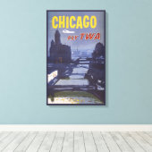 Reisposter voor vluchten van Trans World Airlines Canvas Afdruk (Insitu (Houten vloer))