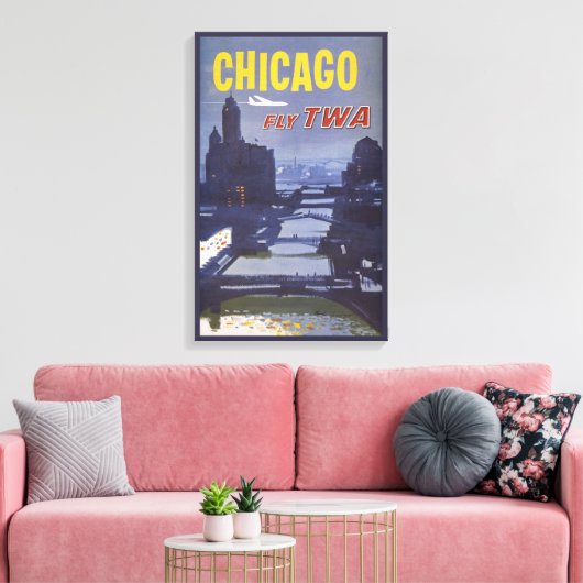 Reisposter voor vluchten van Trans World Airlines Canvas Afdruk (Insitu (Woonkamer))