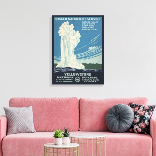 Reisposter voor Yellowstone National Park Canvas Afdruk (Insitu (Woonkamer))