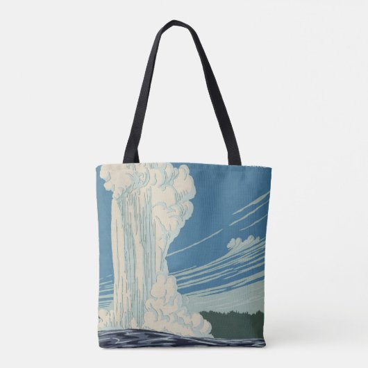 Reisposter voor Yellowstone National Park Tote Bag (Achterkant)
