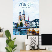 Reisposter voor Zürich Poster (Thuiskantoor)