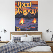 Reisposter vulkaan Vesuvius Canvas Afdruk (Insitu (Slaapkamer))