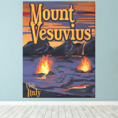 Reisposter vulkaan Vesuvius Canvas Afdruk (Insitu (Houten vloer))