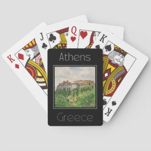 Reisposter waterkleur van Athene Griekenland Pokerkaarten
