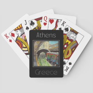 Reisposter waterkleur van Athene Griekenland Pokerkaarten