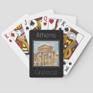 Reisposter waterkleur van Athene Griekenland Pokerkaarten