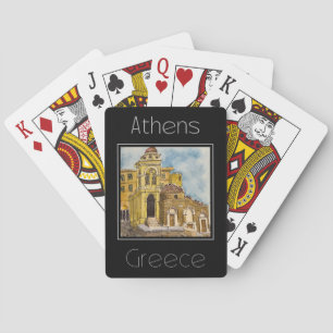Reisposter waterkleur van Athene Griekenland Pokerkaarten