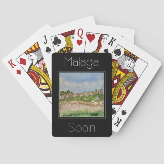Reisposter waterkleur van Malaga Spanje Pokerkaarten (Achterkant)