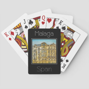 Reisposter waterkleur van Malaga Spanje Pokerkaarten