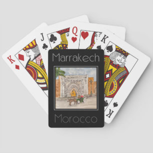 Reisposter waterkleur van Marrakech Marokko Pokerkaarten