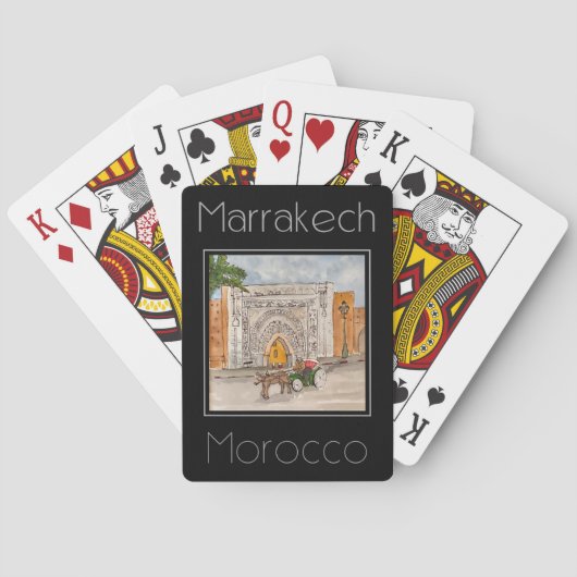 Reisposter waterkleur van Marrakech Marokko Pokerkaarten (Achterkant)