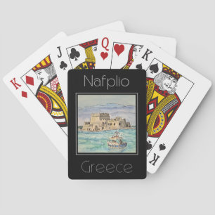 Reisposter waterkleur van Nafplio Griekenland Pokerkaarten