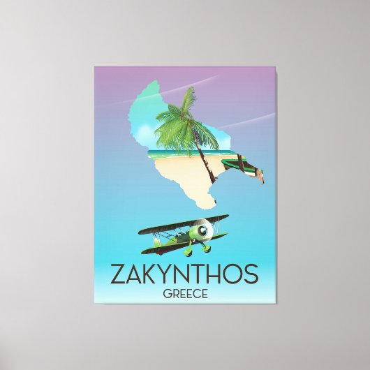 Reisposter Zakynthos Griekenland Canvas Afdruk (Voorkant)