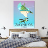 Reisposter Zakynthos Griekenland Canvas Afdruk (Insitu (Slaapkamer))