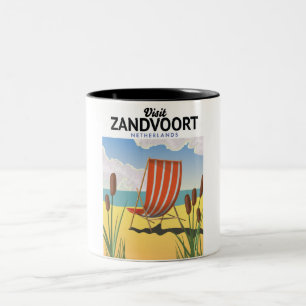 Reisposter Zandvoort Nederland Tweekleurige Koffiemok