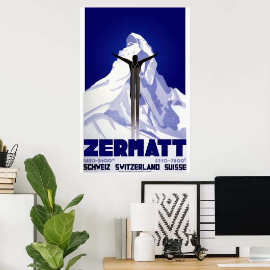 Reisposter Zermatt ski Poster (Thuiskantoor)