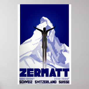 Reisposter Zermatt ski Poster