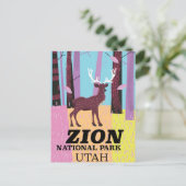 Reisposter Zion, nationaal park Utah. Briefkaart (Staand voorkant)