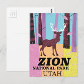 Reisposter Zion, nationaal park Utah. Briefkaart (Voorkant / Achterkant)