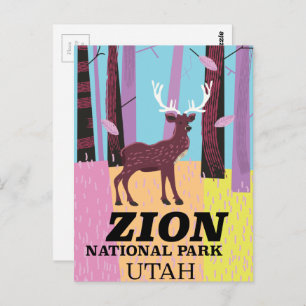 Reisposter Zion, nationaal park Utah. Briefkaart