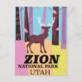 Reisposter Zion, nationaal park Utah. Briefkaart (Voorkant)