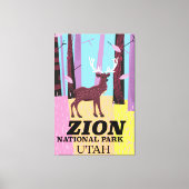 Reisposter Zion, nationaal park Utah. Canvas Afdruk (Voorkant)
