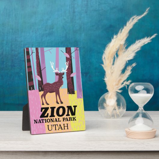 Reisposter Zion, nationaal park Utah. Fotoplaat (Zijkant)