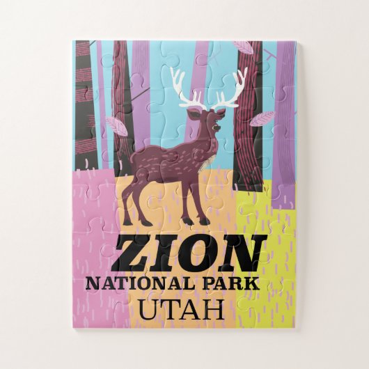 Reisposter Zion, nationaal park Utah. Legpuzzel (Verticaal)