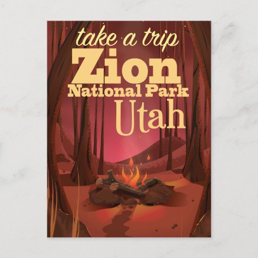 Reisposter Zion National Park Briefkaart (Voorkant)