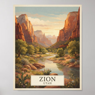 Reisposter Zion Utah uit het verleden | Rode Rotsk Poster