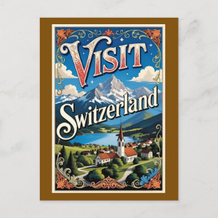 Reisposter Zwitserland bezoeken Briefkaart