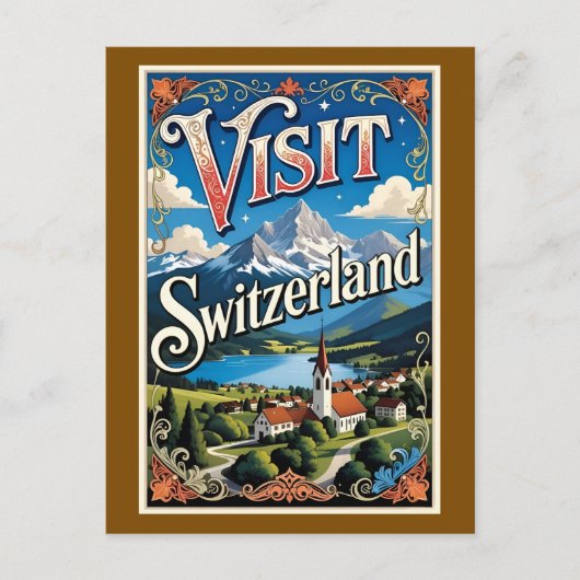 Reisposter Zwitserland bezoeken Briefkaart (Voorkant)