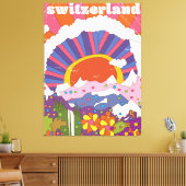 Reisposter Zwitserland Retro Canvas Afdruk (Insitu (Woonkamer))