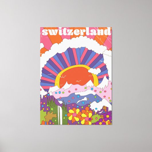 Reisposter Zwitserland Retro Canvas Afdruk (Voorkant)