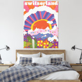 Reisposter Zwitserland Retro Canvas Afdruk (Insitu (Slaapkamer))