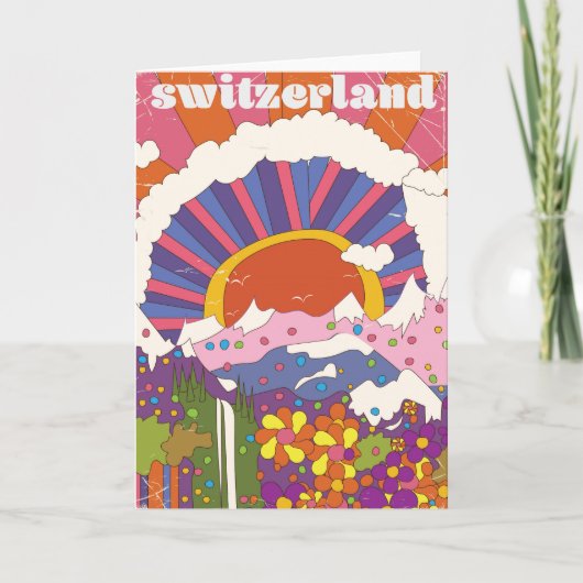 Reisposter Zwitserland Retro Feestdagen Kaart (Voorkant)