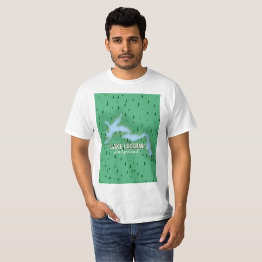 Reisposterkaart bij het meer van Lucerne Zwitserla T-shirt (Voorkant volledig)