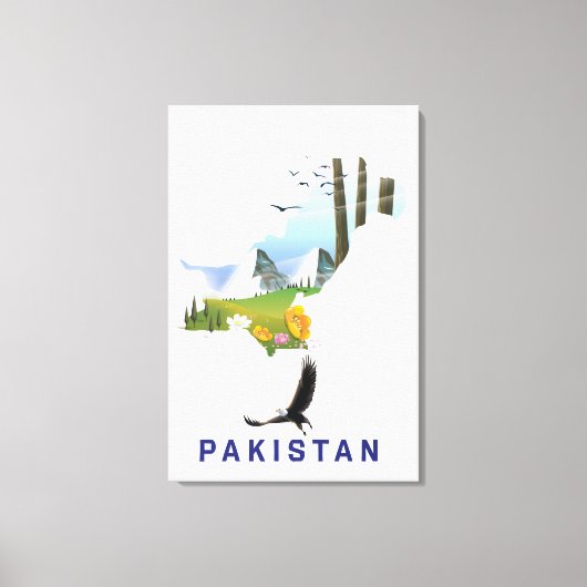 Reisposterkaart van Pakistan Canvas Afdruk (Voorkant)