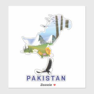 Reisposterkaart van Pakistan Sticker