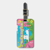 Reisposterkunst van de cartoon Padangbai. Bagagelabel (Voorkant verticaal)