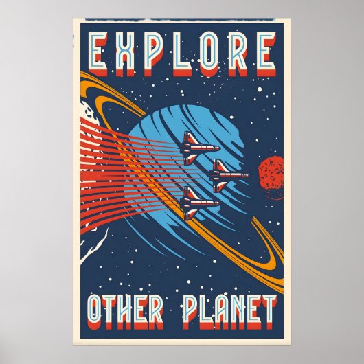 Reisposterprint Andere Planeet Verkennen Poster (Voorkant)