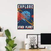 Reisposterprint Andere Planeet Verkennen Poster (Thuiskantoor)