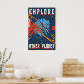 Reisposterprint Andere Planeet Verkennen Poster (Keuken)