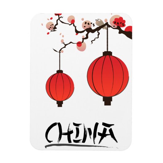 Reisposterprint China-lantaarns. Magneet (Verticaal)
