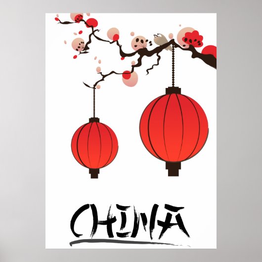 Reisposterprint China-lantaarns. Poster (Voorkant)